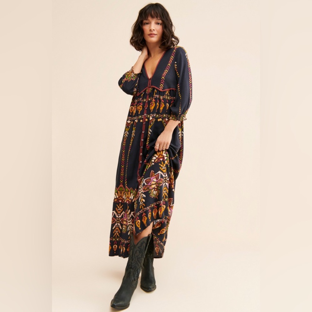 Free People Multicolor Long Sleeve Dress